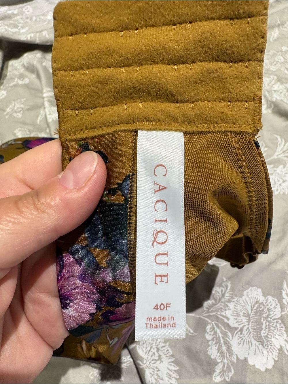 Cacique comfort bliss  lightly lined balconette bra bronze floral 40F 40DDD - Picture 5 of 8